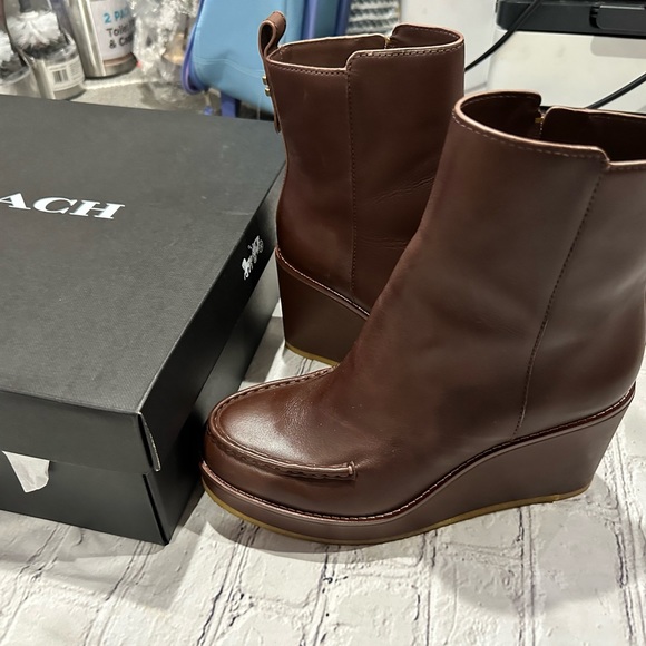 Coach Brown Heeled Boots - Picture 1 of 4